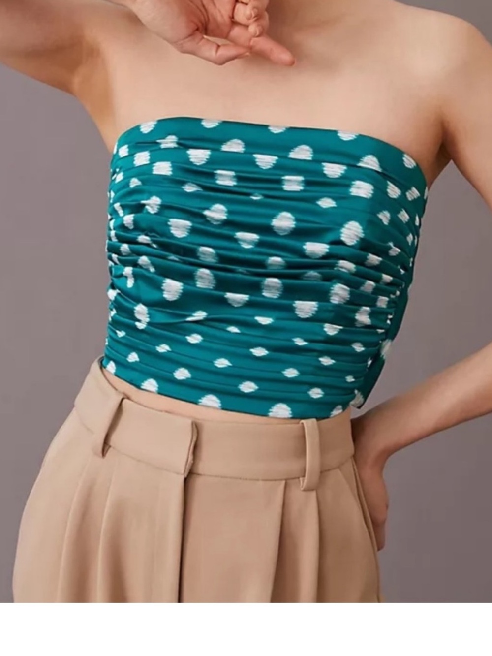 Anthropologie Hutch green polka dot wrap top Sz 2